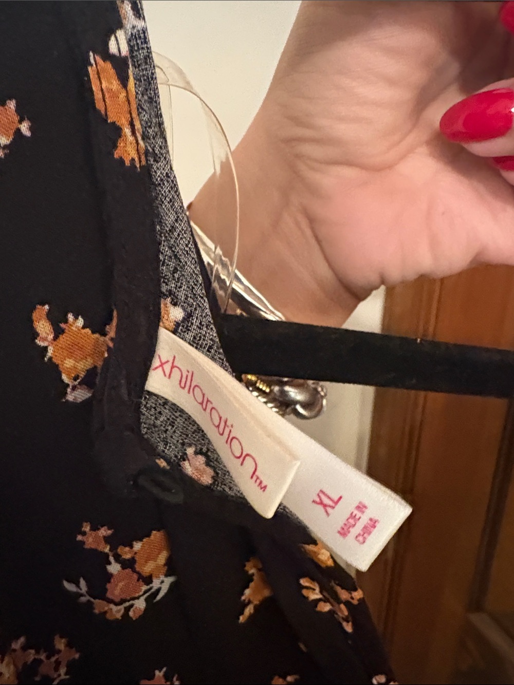 Xhiliration black Floral jumpsuit with Peach Accent Print - Picture 5 of 5